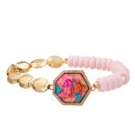 5 Colors Gold Plated Stone Handmade Beads Bracelets With Regular Heptagon