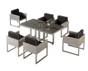 China 6pcs Garden outdoor patio wicker rattan plastic resin dining furniture set with armchairs and table---8195 factory