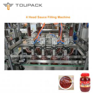 China PLC Sauce Packaging Machine Thick Broad Bean Sauce Filling 4 Head Liquid Filling System factory