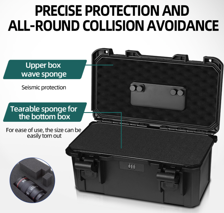 Lockable Waterproof Tool Storage Case 446x266x222mm Heavy Duty PP/ABS