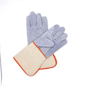 China Glass Fibre Welder Leather Heat Resistant Safety Gloves Anti Slip 212F 100C factory