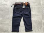 Medium Rise Ladies Denim Jeans Pristine Wash Stretch Denim Pedal Jeans With Belt