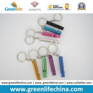 China Promotional Metal Stick Whistle in Different Colors W/Split Ring Keychains factory