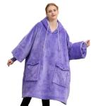 Soild Color Oversized Sherpa Hoodie Blanket Extra Long Hooded Blanket Casual