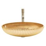 OEM Sturdy Glass Vessel Basins 18k Gold Color Interior 135mm Height
