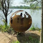 3mm 6mm SPHERE Corten Steel Fire Pits Manual Ignition Packed In Wooden Box