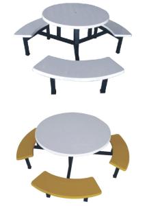China fiberglass or FRP round dining table with stools factory