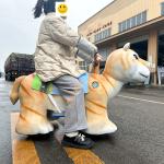 Golden Electric Dinosaur Ride on Scooter for Kids in Shopping Mall