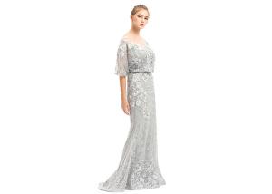 China Grey Color O Neck Middle East Evening Dresses Floor Length / Party Dresses For Women factory