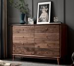 Natural Walnut Solid Wood Entryway Cabinet Wax Polish Minimalist Style