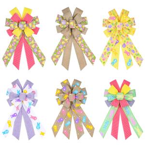 China Cute Cartoon Egg And Rabbit Easter Ribbon Bow For Festival Decoration factory