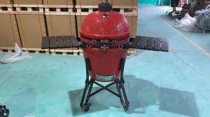 China Ceramic Pizza Charcoal Kamado Grill Bamboo Shelves And Handle factory