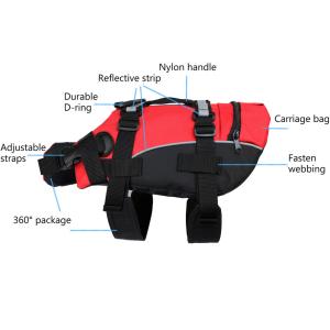 China Adjustable Pet Life Vests Reflective Buoyancy Dog Swimming Jacket XS-XL factory