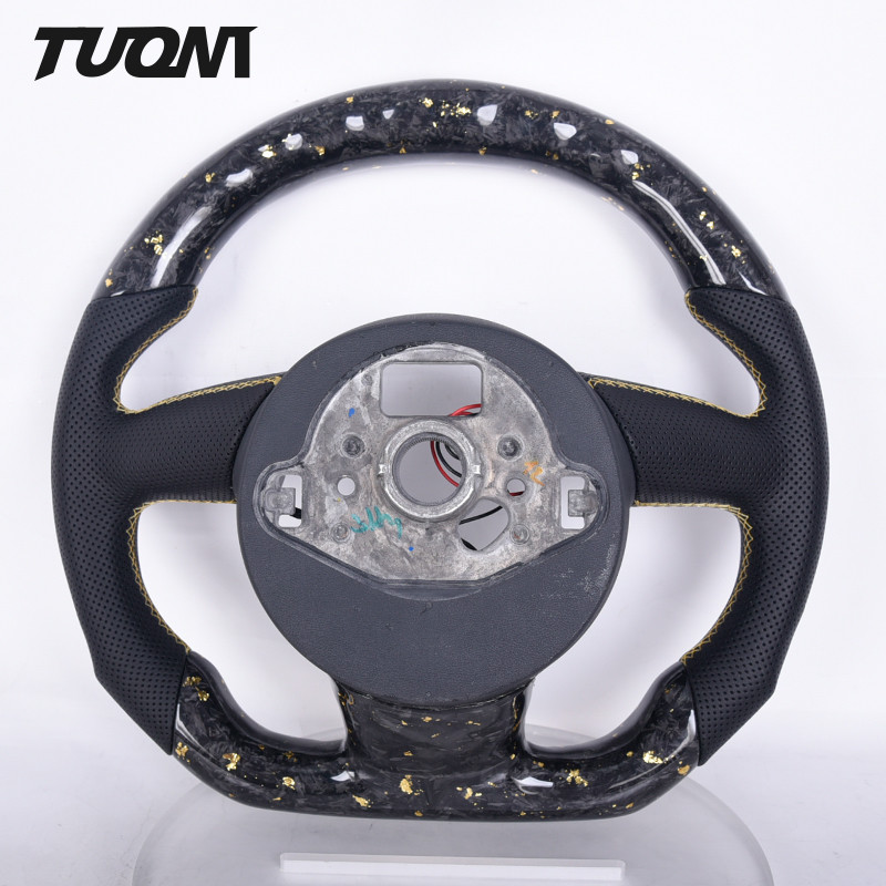 Leather Carbon Fiber Steering Wheel Audi Models RS3 RS4 RS5 RS6 With LED