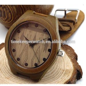 China New Causal Genuine Cowhide Leather Luminous Needle Luxury Men Watches 100% Natural Green Wood Wristwatch factory