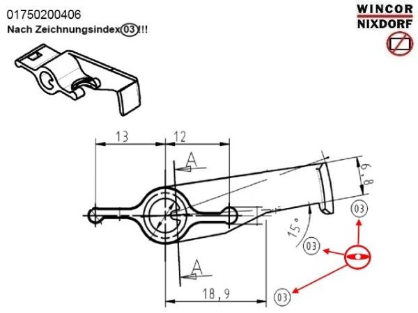 1750200406 ATM PARTS WINCOR CINEO C4060 SWITCH-LEVER-VS 01750200406 IN MOUDLE