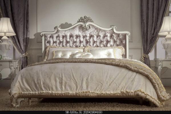 Italian Style Luxury European Bedroom Furniture Set Hand Carved Velvet Royal