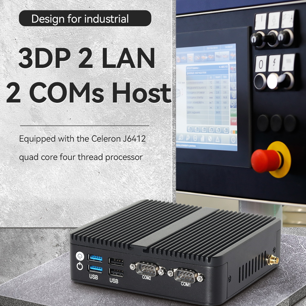 Intel Celeron J6412 Processor With DDR4 16GB RAM and 2 HD Industrial Fanless PC