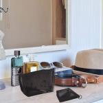 3 Pieces Zipper Closure Black Mesh Makeup Bags For Travel