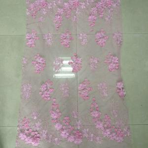 China 3D Flower Applique Embroidery Lace Fabric with bead and rhinestone factory