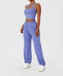 Autumn Winter Stylish Gym Fitness Set Outdoor Jogger Trousers Workout Yoga Crop