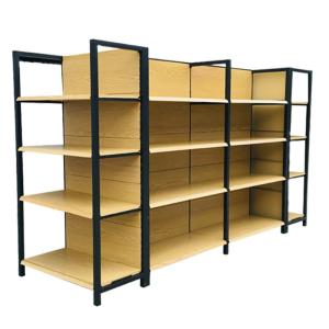 China Book Shelf Factory Wooden Shelf Wood Gondola Shelving Supermarket Racks factory