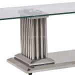 Modern 201 Stainless Steel TV Stand No Folded With 15mm Tempered Glass Top