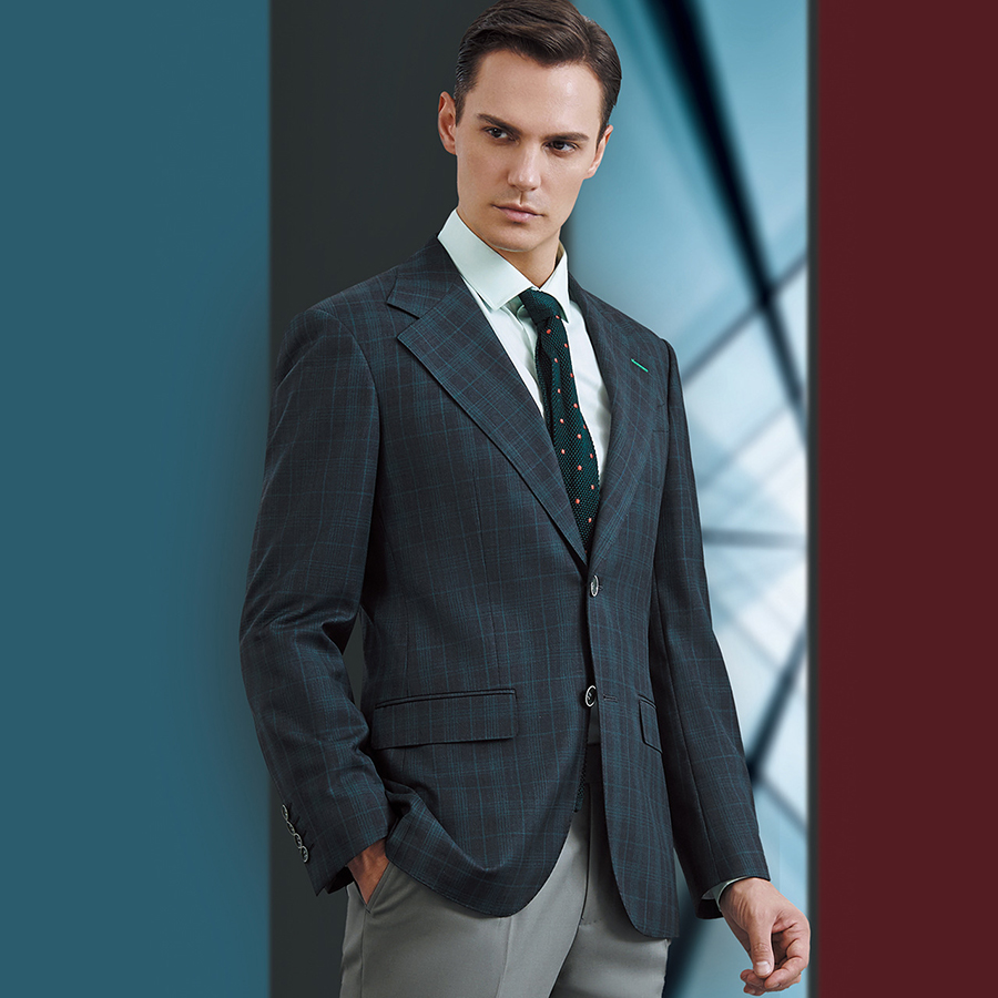 2022 Custom Design Textured Men's Business Suit Blazer Jacket With Navy For Autumn