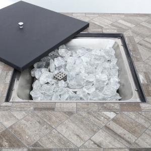 China Outdoor Propane Or Butane Gas Rectangular Table Top Fire Pit Black Square switch factory