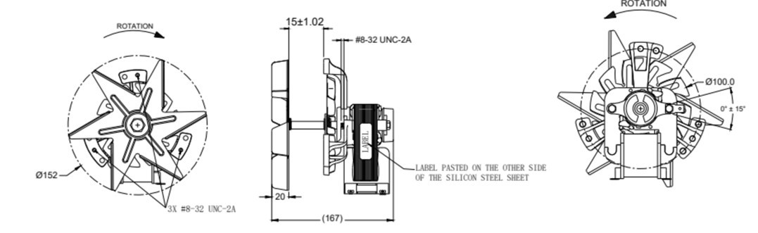 55W 0.45A Hot Air Oven Fan High Temperature for oven or lab equipment