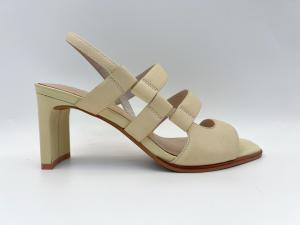China Beige Open Toe Women Pumps Shoes Genuine Leather With Soft Leeche Leather Upper factory