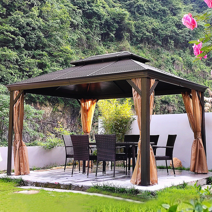 Metal Steel Roof Frame Aluminum Gazebo Outdoor Hardtop Gazebo Garden Gazebo