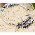 Sterling Silver Elephant Charm Bracelet Thai Silver Vintage Jewelry (B6041203)