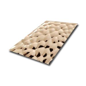 China 304 316 Mirror Finish PVD Champagne Color 4x8ft Stainless Steel Hammered Metal Sheet factory