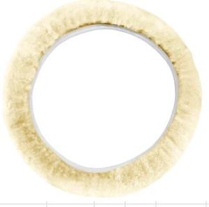 China Beige Sheepskin Steering Wheel Car Fluffy Wheel Cover Accessories factory