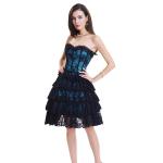 Dark Blue Lace Bustier And Corset Plus Size Steel Boned Corset Dress