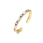 Unisex Vintage Evil Eye Ring Adjustable Enamel Gold Plated Brass Ring