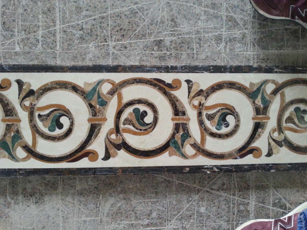 Decorative Marble Floor Medallions Border Designs Customized Shape