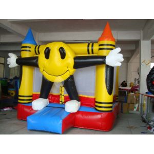 3m Yellow Inflatable Amusement Park With Smileface Mini Bouncer