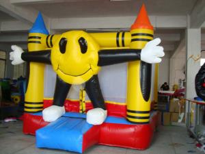 China 3m Yellow Inflatable Amusement Park With Smileface Mini Bouncer factory