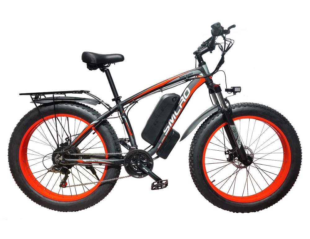 Downtube 26 Inch Fat Tire Electric Bike Brushless Geared 30km/H