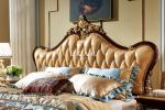 Solid Wood King Size Royal Wooden Design Leather Bed