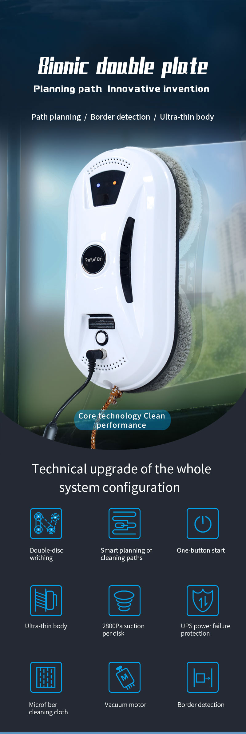295 X 145mm Window Cleaner Robot 2min/M2 Hi Rise Automatic Window Washer Machine