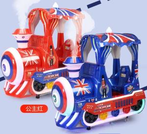 China Hot Sale Funny Games Coin Operated Swing Kiddie Rides British Train Kids Machine factory