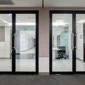 China Powder Coating Black Aluminium Sliding Doors Residential factory