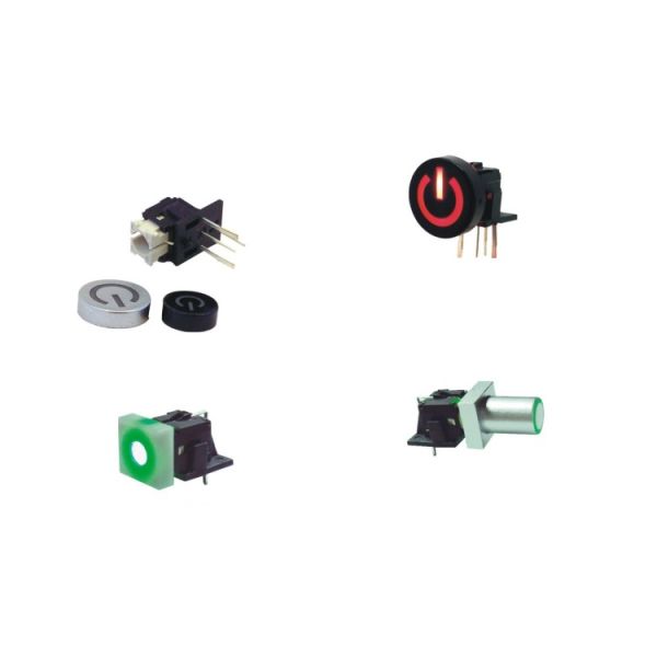 35V Illuminated Push Button Switch Bend Foot 90° Reset Side Key Switch With LED