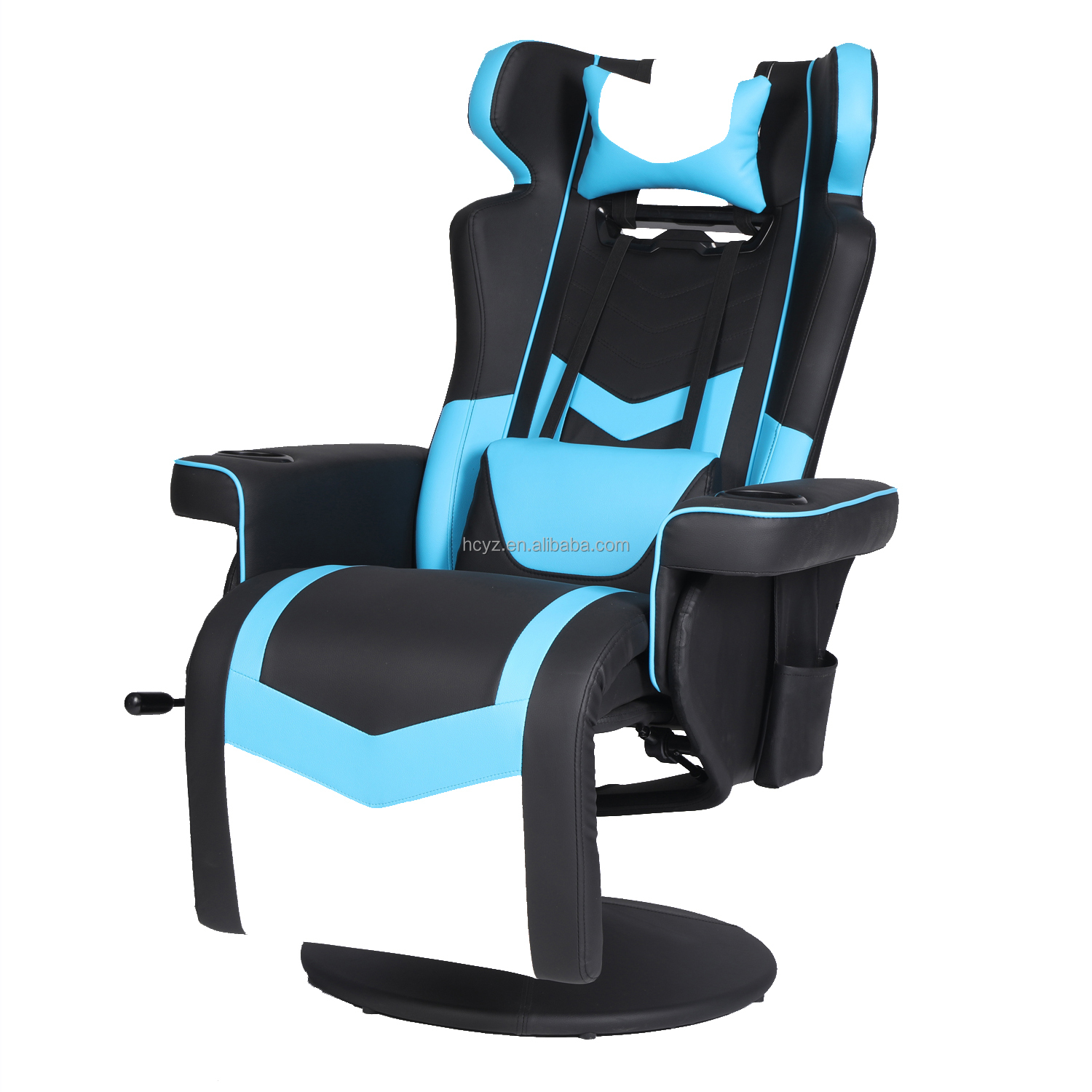 Modern Design Racing Style Leather Swivel Gaming Chair with Cup Holder and Footrest