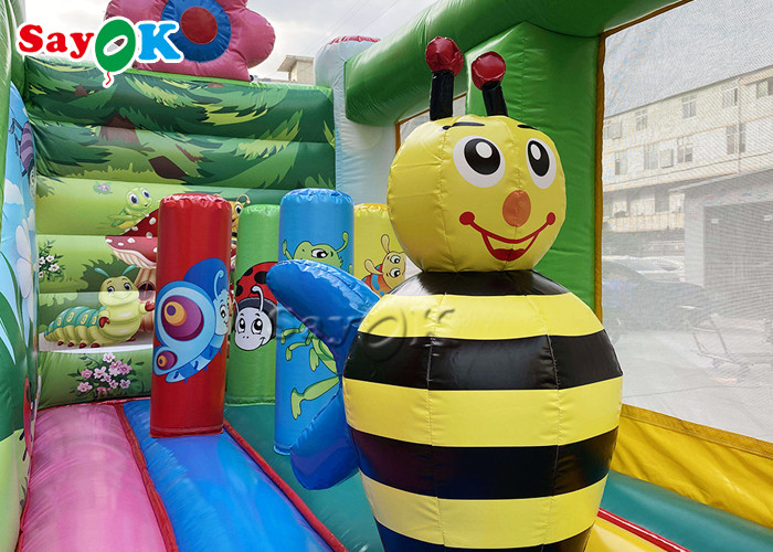 5.5x5x4mH Butterfly Bee Insect Theme Inflatable Bounce House Slide With Flower