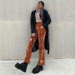 Summer Ladies Casual Pants , High Waisted Straight Leg Trousers