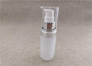 China White Acrylic Dispenser Bottles , Straight Round Airless Lotion Pump Bottles factory